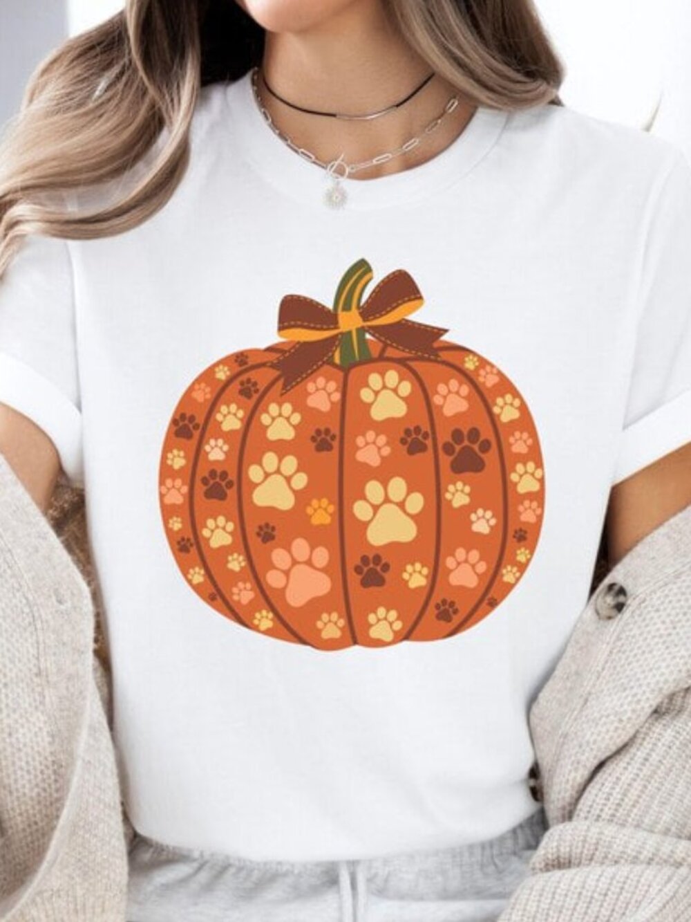 Cute Paw Pumpkin Shirt, Pet Lover Tee, Pumpkin Shirt Gift